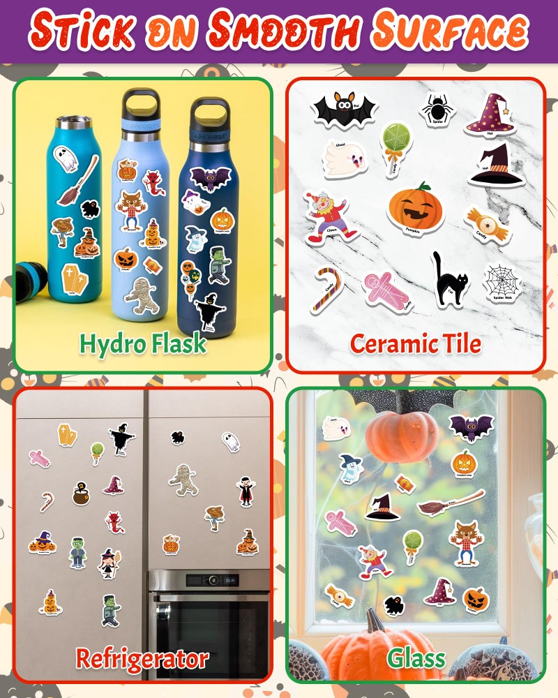 كتب ملصقات قابلة لإعادة الاستخدام من Benresive Halloween للأطفال الصغار من عمر 2 إلى 4 سنوات، كتب ملصقات ممتعة للأطفال الصغار من عمر 1 إلى 3 سنوات، كتاب ملصقات للأطفال من سن 2 إلى 4 سنوات، 38 قطعة من ملصقات الهالوين اللطيفة المقاومة للماء - كتاب ملصقات الهالوين - Image 4